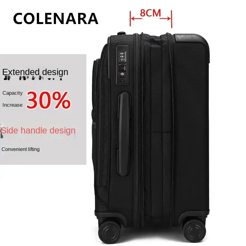 COLENARA Zipper Suitcase Boarding Box Expandable Oxford Cloth Waterproof Trolley Case 20 Inches Universal Wheel Rolling Luggage