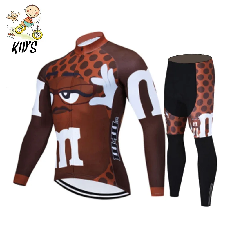 2021 Kids Cartoon Cycling Jersey Set Children Long Sleeve Autumn Cycling Clothing MTB Ropa Ciclismo Outdoor Riding Bike Uniform