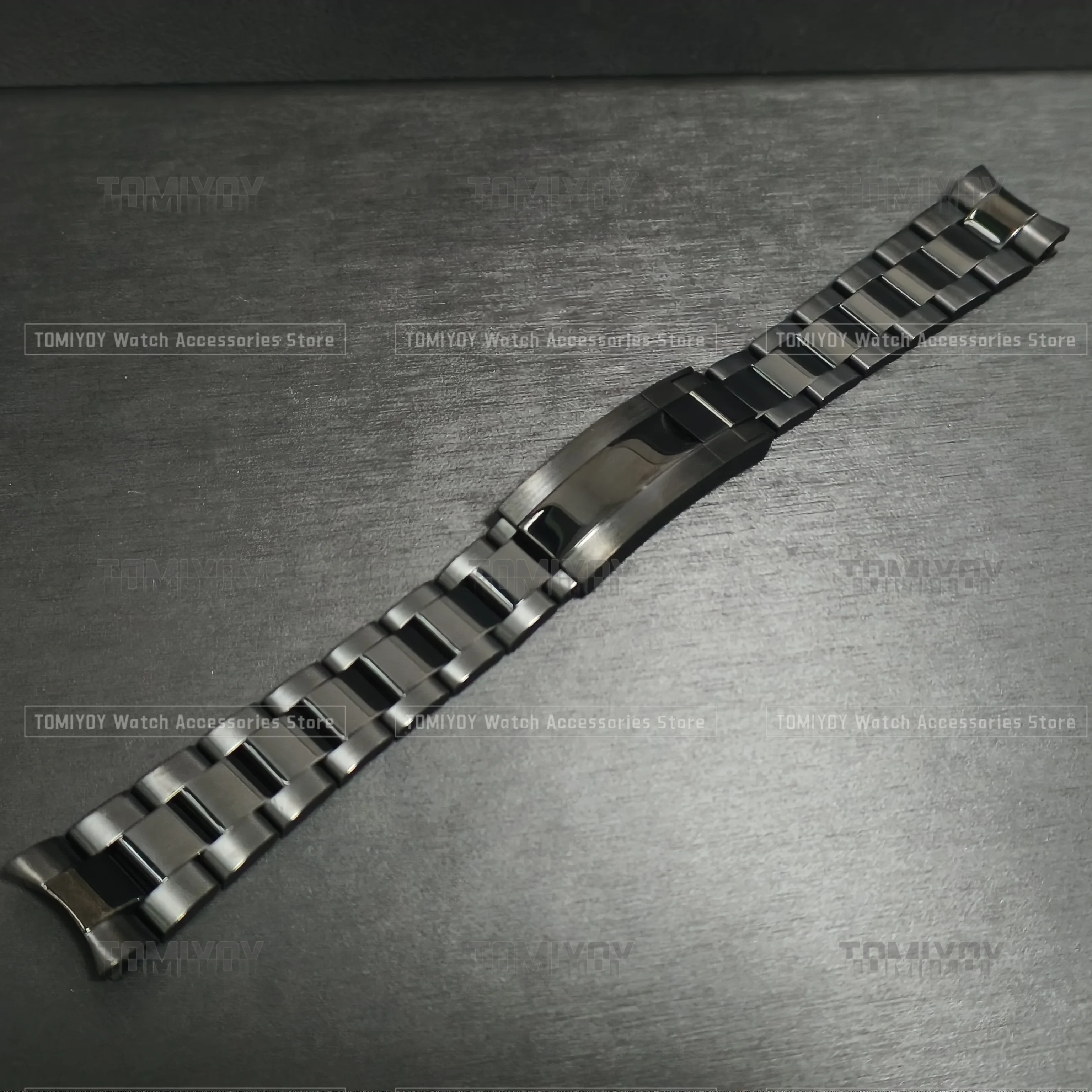 20MM 21MM Solid Curved End Gold Black Silver Brush Polish Oyster Watch Strap Bracelet Fit For Rlx DYN Mechanical watch