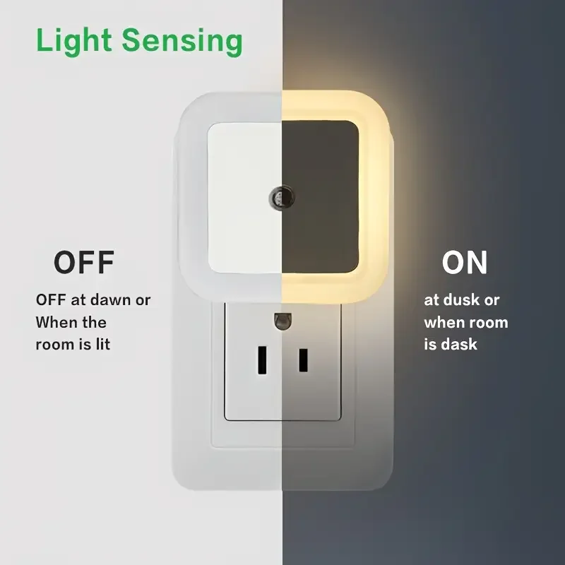 Luz nocturna con detección de luz, enchufe de luz LED nocturna inteligente, adecuada para dormitorios, baños, cocinas, pasillos, 1/2/4 Uds.