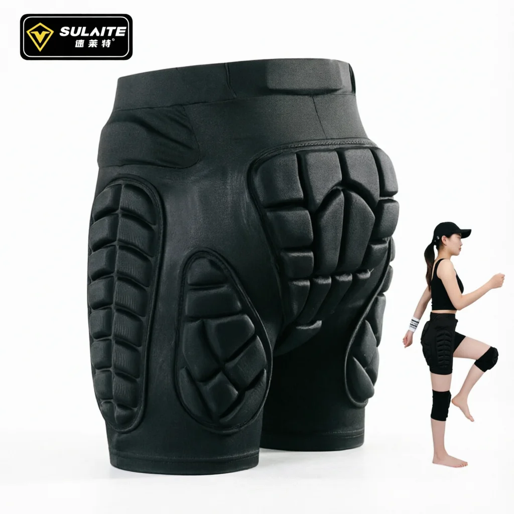 

SULAITE Snowboard Hip Protective Padded Shorts EVA Shockproof Breathable Mesh Skate Protective Gear Impact Shorts for Skiing Mot