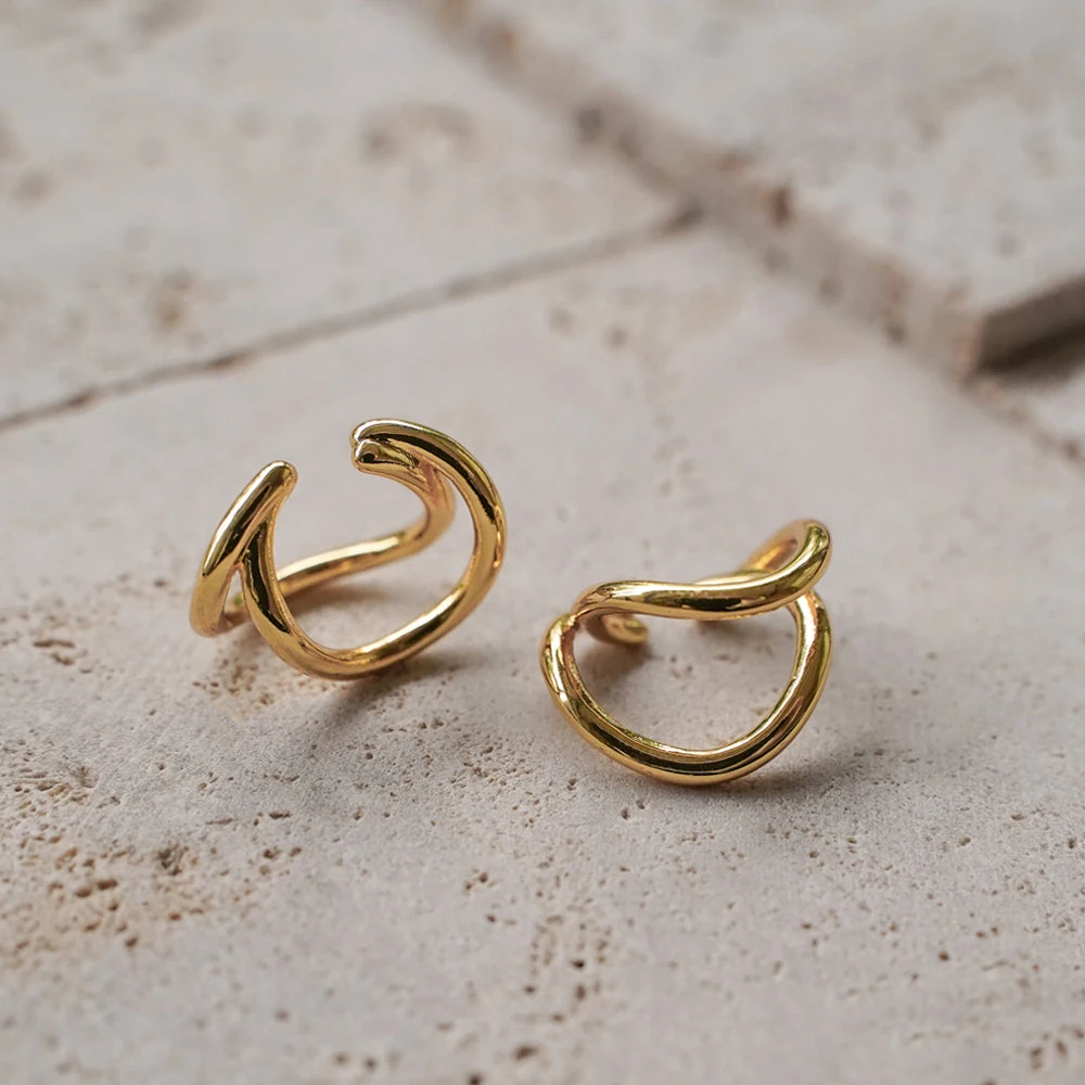 Irregular Gold Color C Shape Ear Cuff Clip on Earrings for Women No Piercing Fake Cartilage Earring Minimalist Trend Jewelry