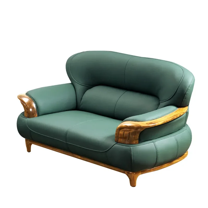 

Ebony living room leather sofa combination, modern simple European solid wood first-layer cowhide sofa furniture wholesale