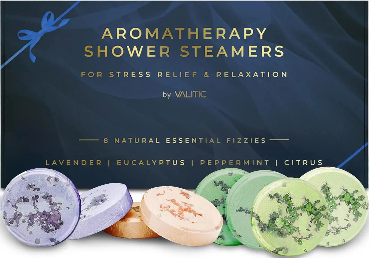 

Aromatherapy Shower Steamers for Stress Relief and Relaxation-8 Natural Essential Fizzies with Lavender,Citrus,Peppermint Scents