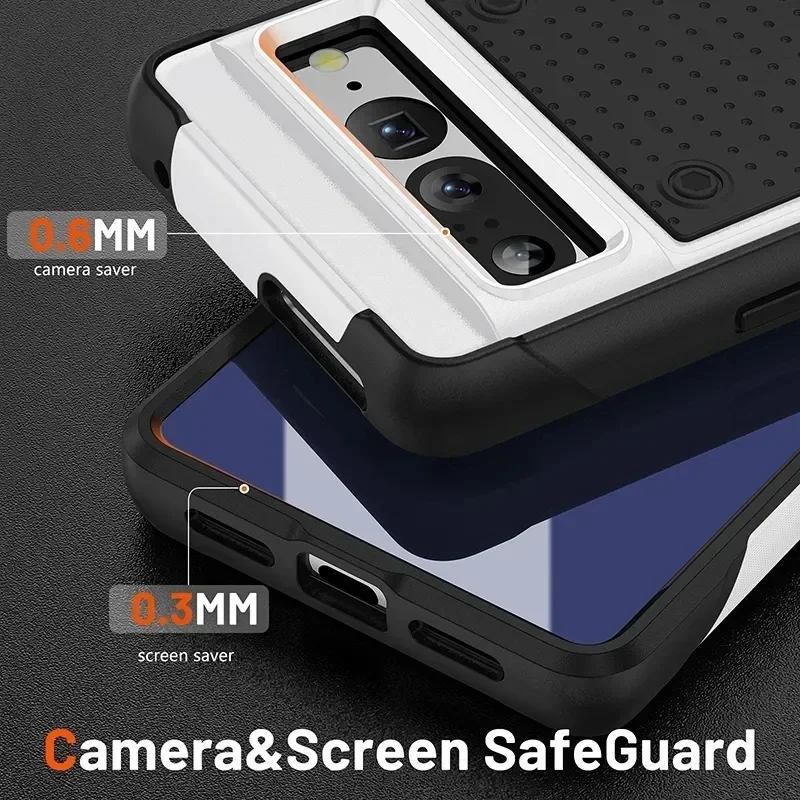 Hybrid Rugged Armor Bumper Shockproof Case For Pixel 7 8 Pro Pixel 7A Hard Plastic Frame TPU+PC Drop Soft Protection Back Cover