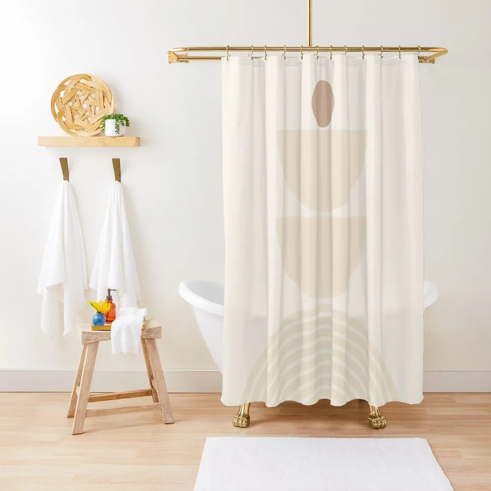 

Neutral tone Mid century modern rainbow Shower Curtain For Shower Luxury Bathroom Shower For Bathroom Set Curtain