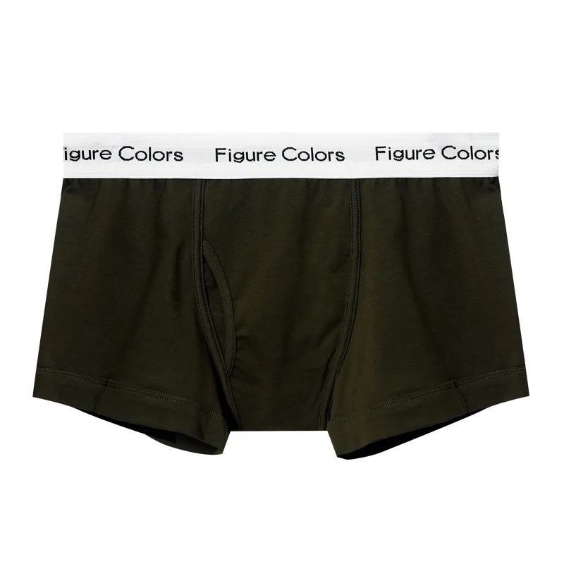 

Men's Cotton Boxer Briefs Mid Rise Breathable Underwear with Logo Waistband Panties Youth Fashion U Convex Pouch Boxy Underpants