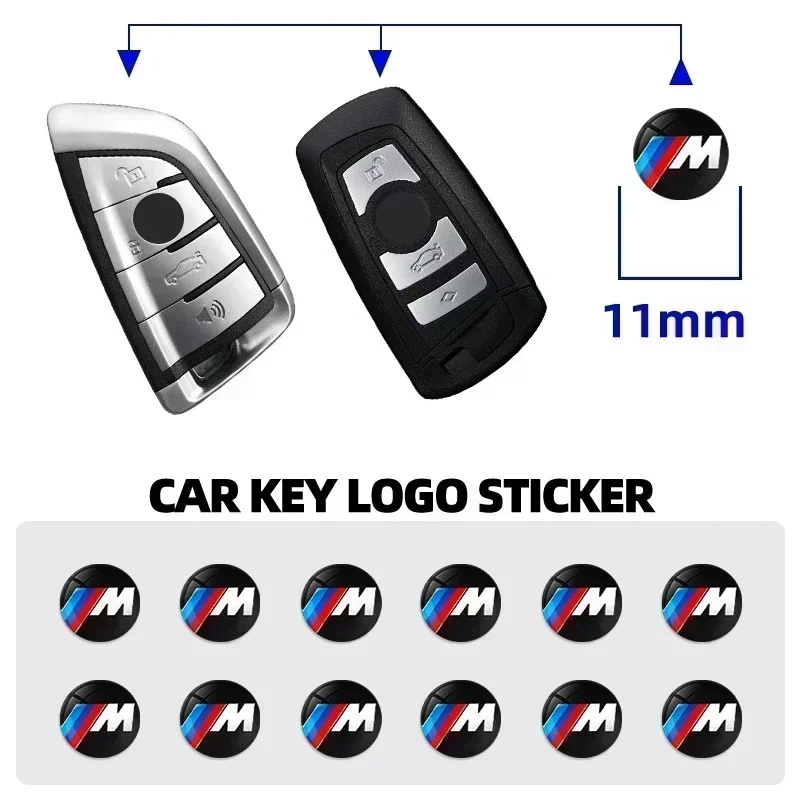 11 مللي متر/14 مللي متر مفتاح السيارة ملصق شعار ثلاثية الأبعاد شعار معدني لسيارات BMW M E46 E90 E39 E60 E36 E30 E61 E91 E92 E87 F10 F20 F30 X3 X5 i3 ix3 #1