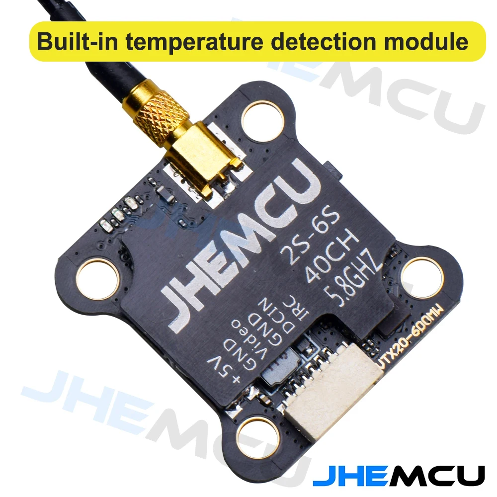 JHEMCU VTX20-600 5.8G 40CH PitMode 25mW 100mW 200mW 400mW 600mW Adjustable VTX 7-26V 20X20mm for RC FPV Racing Drones