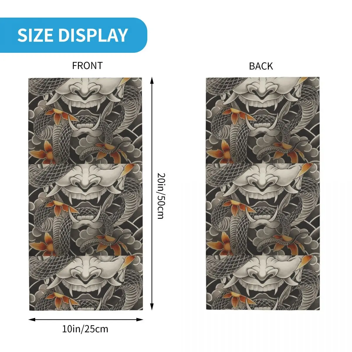 Custom Japan Tattoo Oni Bandana Neck Warmer Women Men Winter Ski Hiking Scarf Gaiter Yakuza Samurai Face Cover