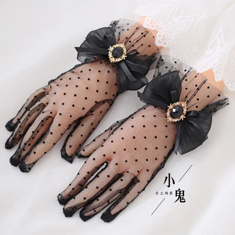 

Lolita Wedding Gloves Lolita Lace Thin White Yarn Bow Hand Sleeve Party Photo Photography Gloves