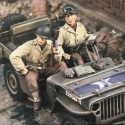 1/35 Scale Resin Soldier Figure Model Kit Allied US Army Jeep Driver 2 People (without Car) Unassembled Unpainted DIY Toys