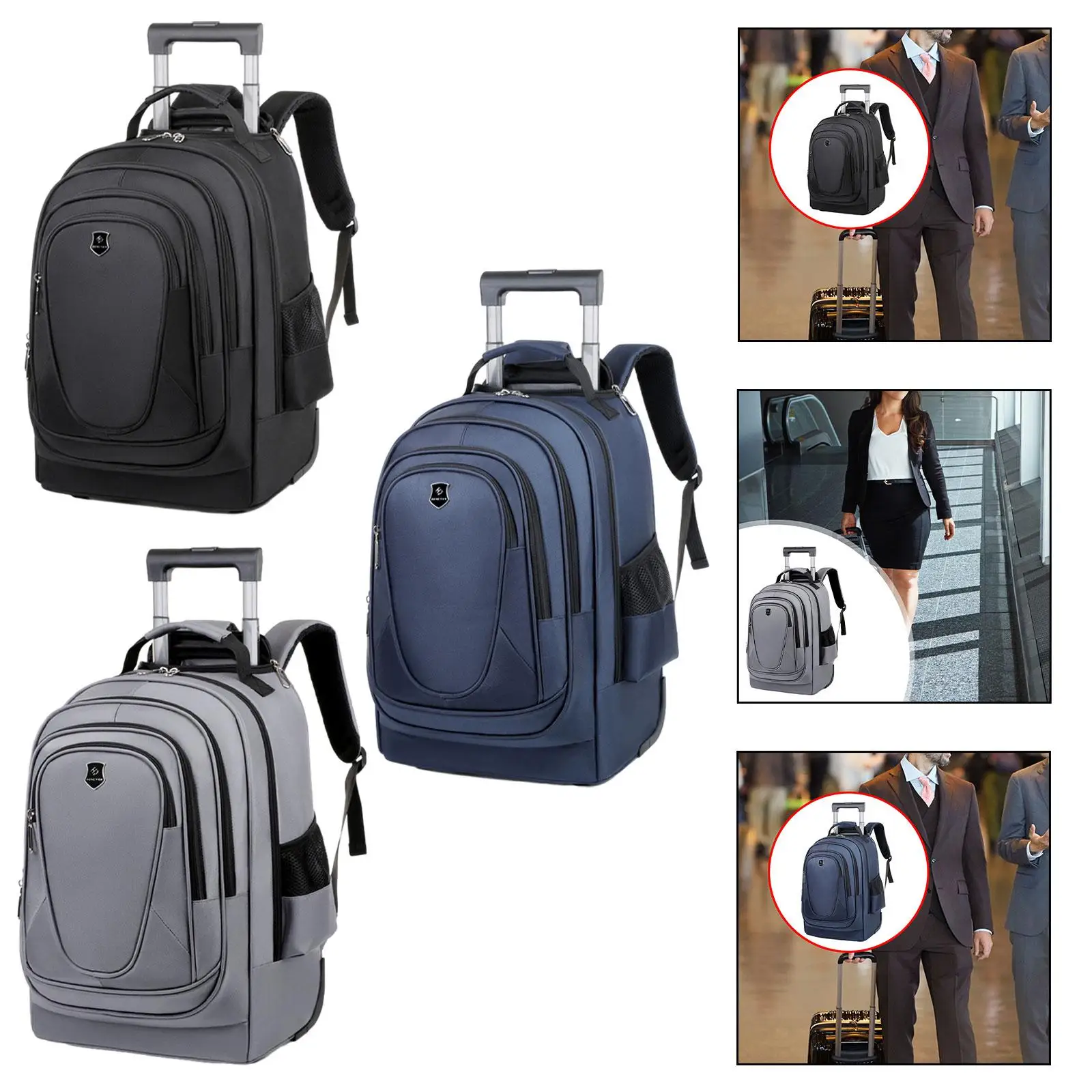 Rolling Backpack with Compartments Multipurpose Wheeled Laptop Backpack Computer Backpack for School Trolley Business Overnight