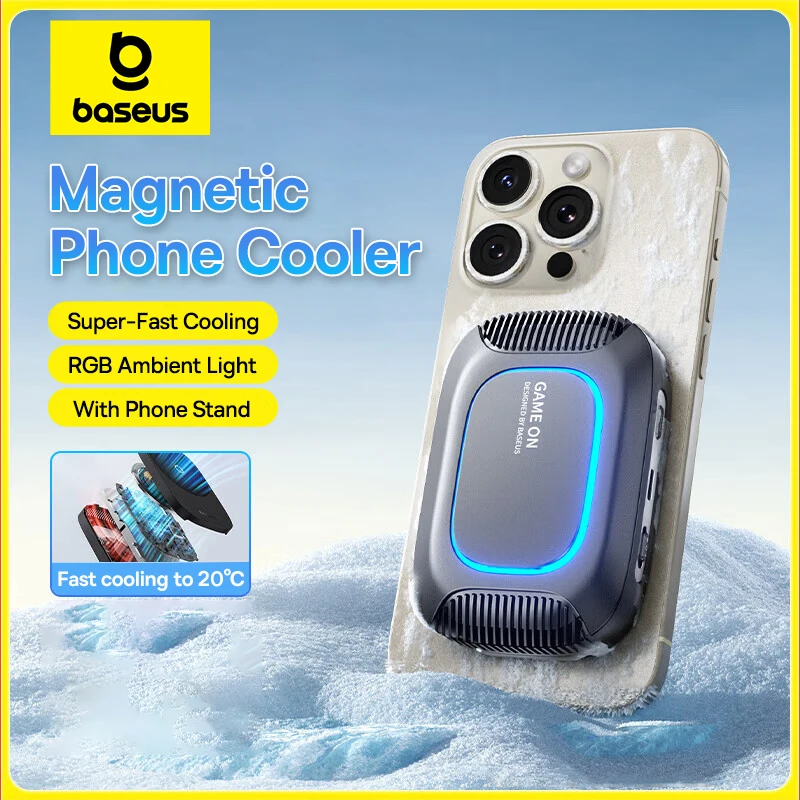 Baseus 2-in-1 Magnetic Phone Cooler with Stand RGB Light Cooling Fan Radiator for iPhone Samsung Mobile Phone Holder Heat Sink