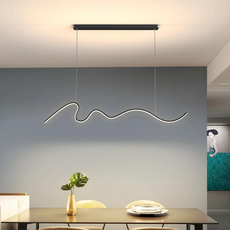 Imagem -03 - Led Pingente Luzes da Sala de Jantar Lâmpada Lâmpadas Luxo Moderno e Minimalista Sala de Jantar Mesa de Jantar Barra Longa Nordic Minimalista Tira