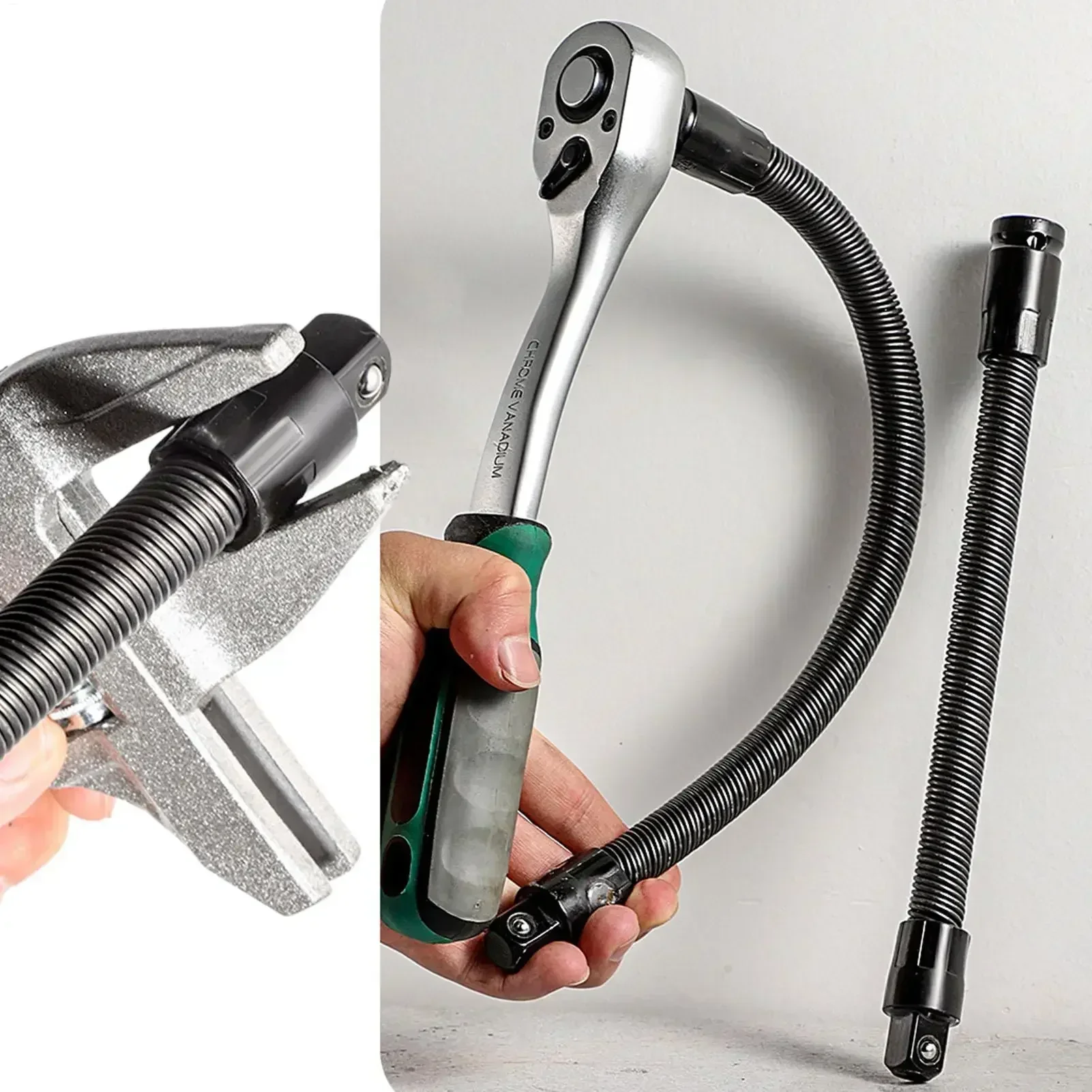 250/350 mm 1/2'' Flexible Socket Extension Ratchet Drive Socket Extension Bar Bendable Elastic Joint Head Post Connecting Link