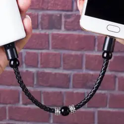 Women Men Faux Leather Braided Bracelet Micro USB Type-C Charging Cable Data Sync Cord Snake Chain Bracelets