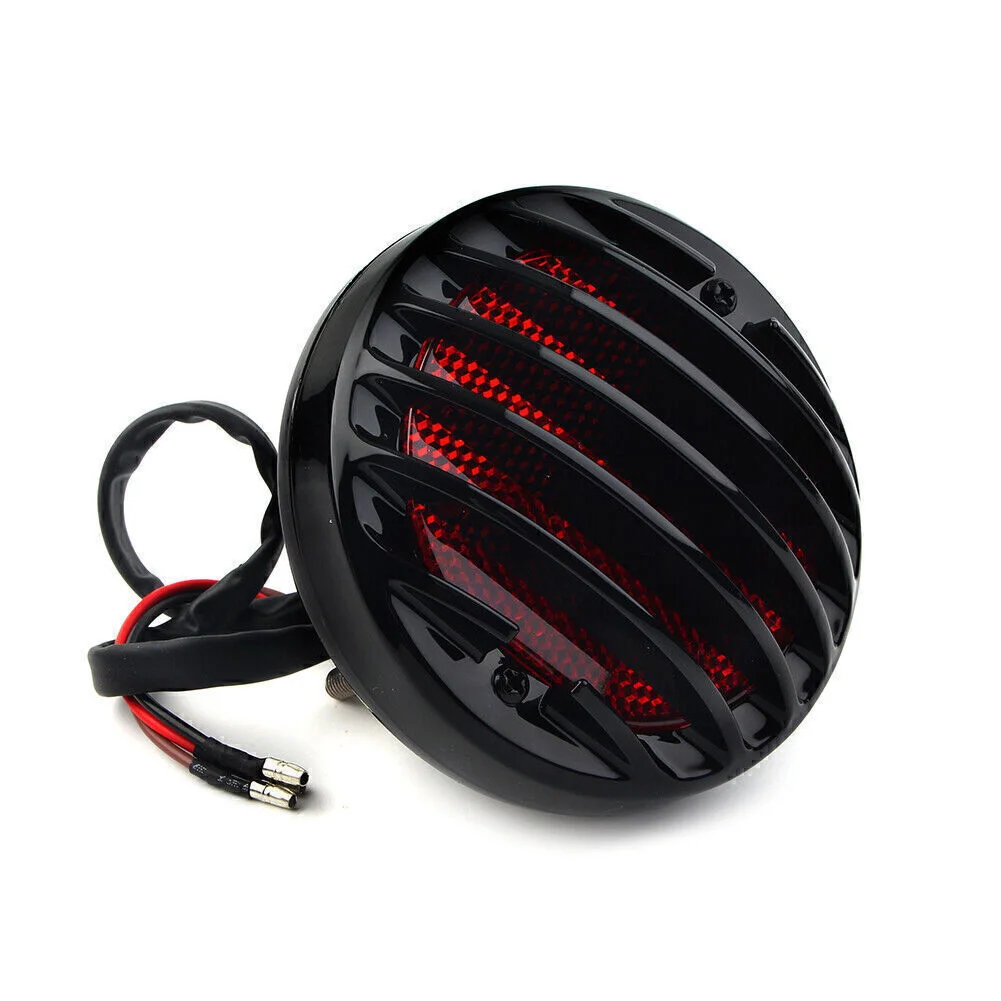 1pc Round Motorcycle Tail Light Universal 12V Motorcycle Modified Plastic Rear Tail Signal Lamp Brake Stop Red Indicator