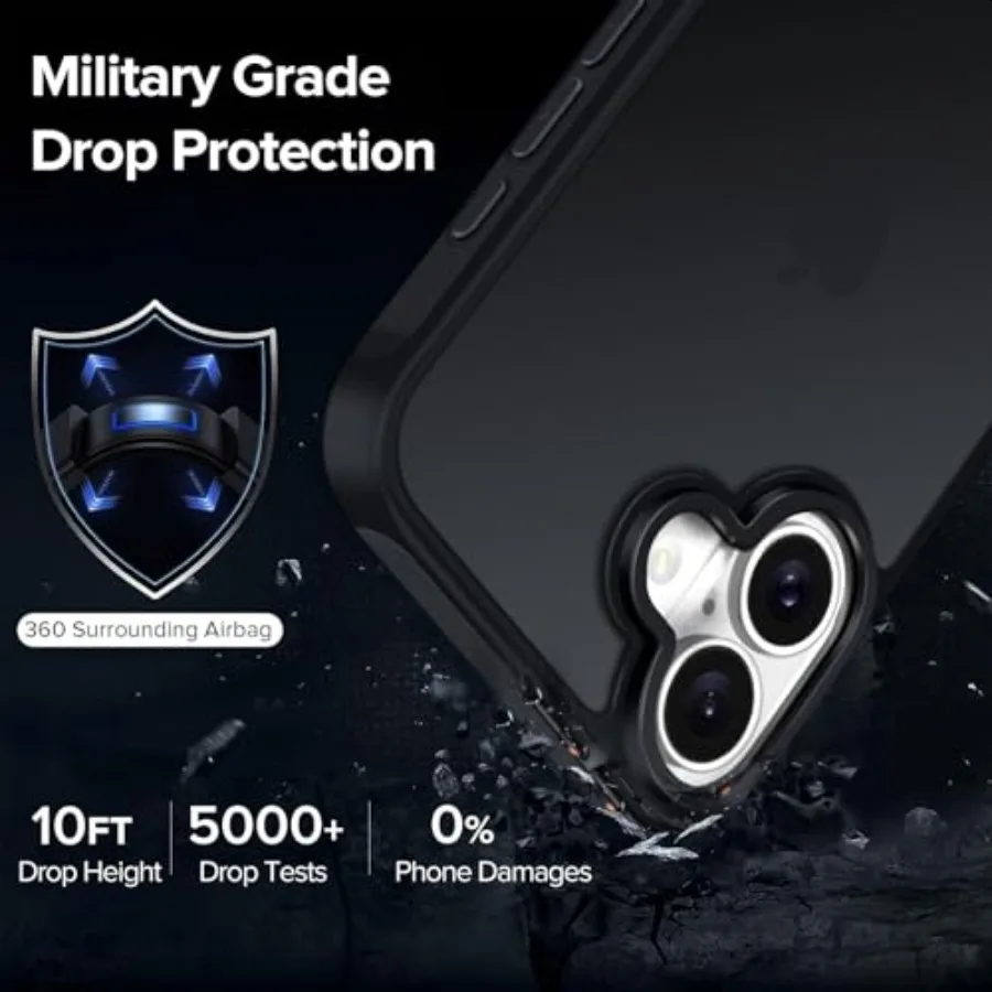 حافظة 3 في 1 لهاتف آيفون 17 6.3 2025 مع 2 عبوة من واقي شاشة من الزجاج المقسى [حماية من الدرجة العسكرية] با شفافة بلوري