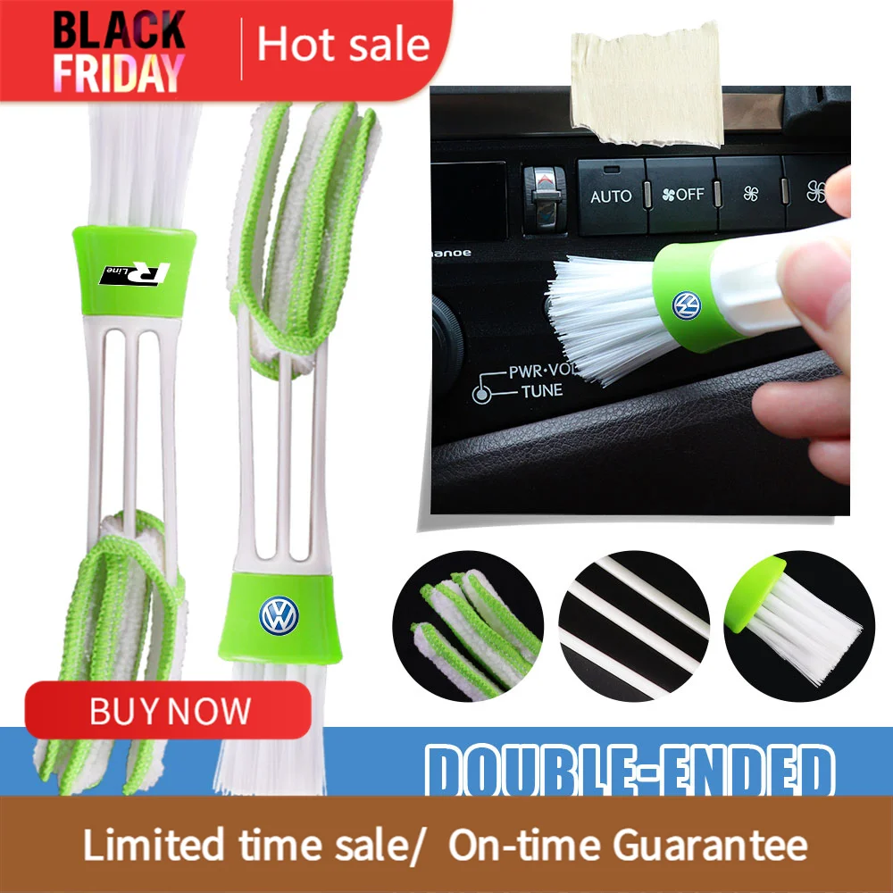 Multifunction Removable Double-ended Car Cleaning Brush Air Vent Cleaner Tool For Volkswagen VW Golf Polo GTI Jetta Passat Rline