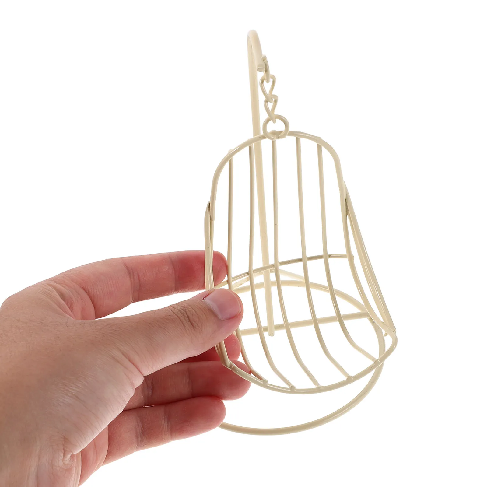 2pcs Cream White Metal Miniature Swing Chair, Hanging Hammock Chair Model for Dollhouse Living Room, Tiny Dollhouse Furniture