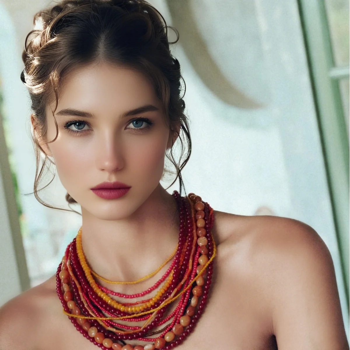 

ZAA Bohemia Multilayer Resin Beads Charm Necklace For Women Handmade Beaded Vintage Jewelry Best Accessories For Summer Holiday