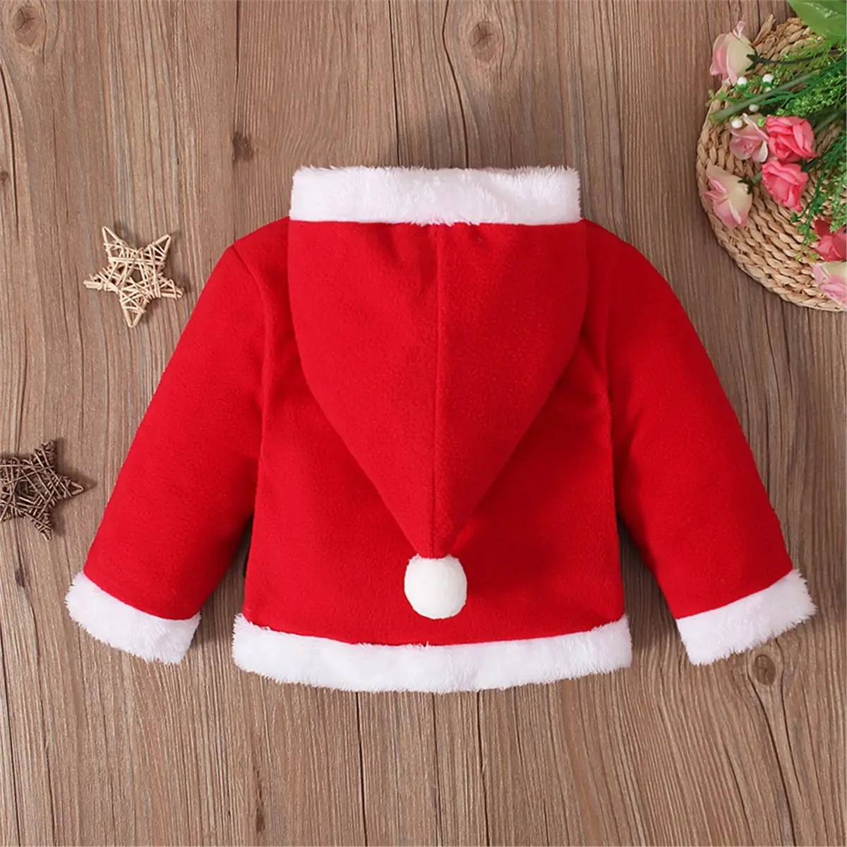 ABSF Christmas Hoodies Kids Santa Claus Hooded Jacket Cape Coat with Belt Cosplay Festive Xmas Outfits for Children 110