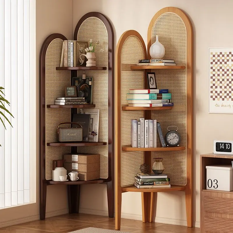 

New Chinese screen partition corner rack simple office rattan corner cabinet indoor living room curtain bamboo