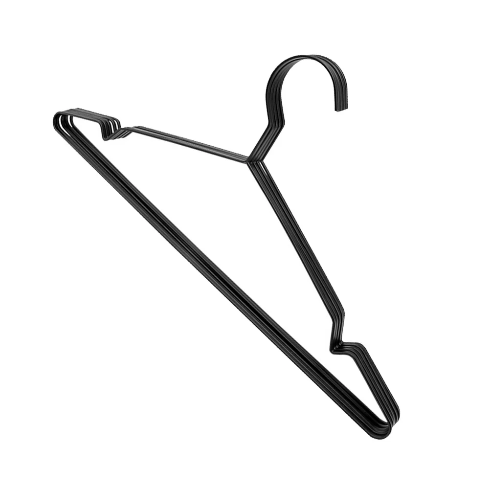 

5pcs Thickened Hangers Smooth Frosted Surface Round Hook Slot Design Metal Clothes Rack For Home Laundry Clothing Shops