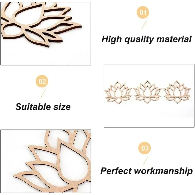 

2026-48Pcs 2026 Latest Models Lotus Dream Catcher Wooden Macrame Hoops Smooth Unfinished Flower Rings For DIY Craft Supplies