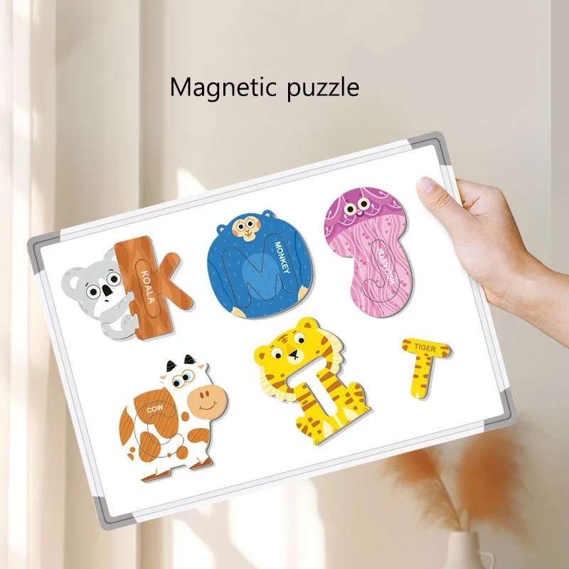 A-Z 26 English Letters Magnetic Puzzles Toys English Alphabet Refrigerator Stickers Magnetic Cognitive Matching Puzzle Kids Gift