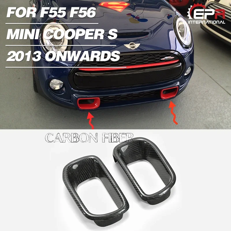 Car-styling Carbon Fiber Front Bumper Duct Trim For F56 Mini Cooper S Front Air Duct Tuning Air Intake Body Kit Part