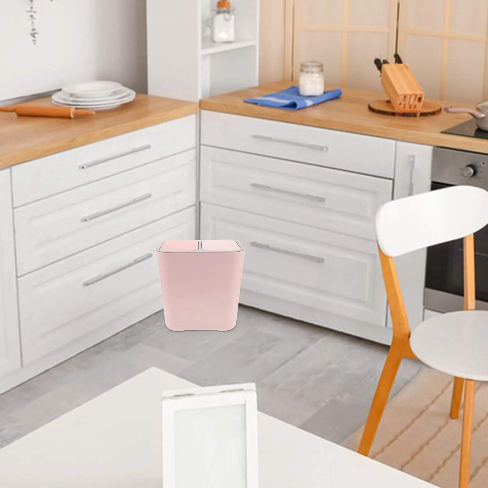

Pink Dual Compartment Trash Can Garbage Bin Wet Dry Waste Basket For Kitchen Bathroom Bedroom Large Capacity Easy Clean