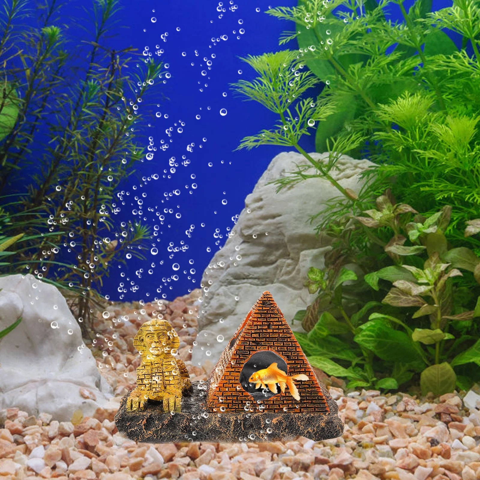 

Resin Pyramid Statue Fish Tank Decoration Cave Shelter Aquarium Decor Egyptian Theme nament Pet Supplies