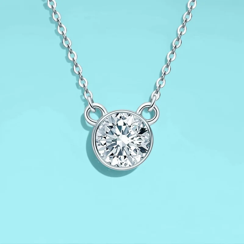 

Premium Design S925 Silver K-Gold Plated D Color Moissanite Pendant Necklace GBA Certified Luxury Jewelry Gift Box For Women