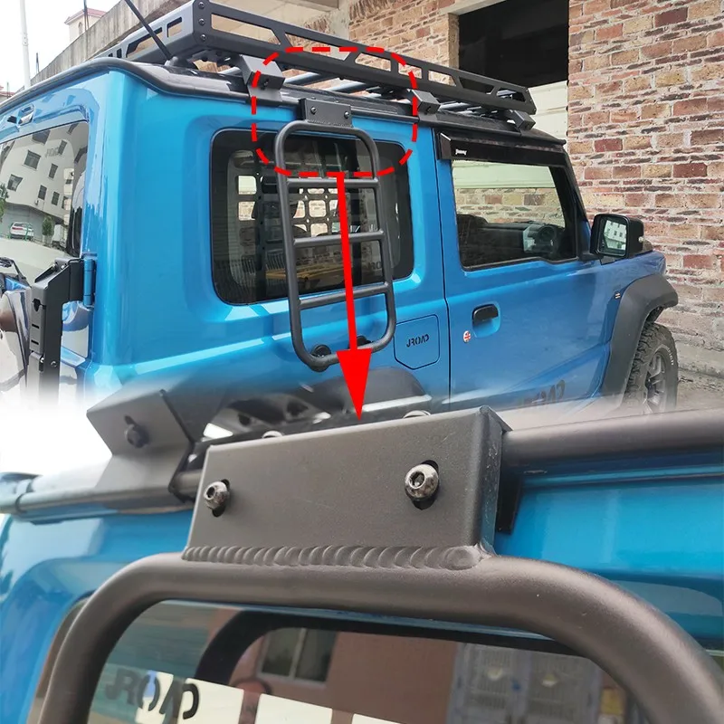 Aluminum Alloy Rear Window Extension Side Ladder Climbing Ladder 4x4 Offroad Fit for 2019-2023 New Suzuki Jimny Jb74 JB64
