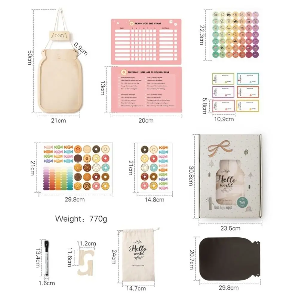 별이나 도넛 모양 나무 보상병 교육용 액세서리 행동 차트 어린이 보상병 집안일 차트