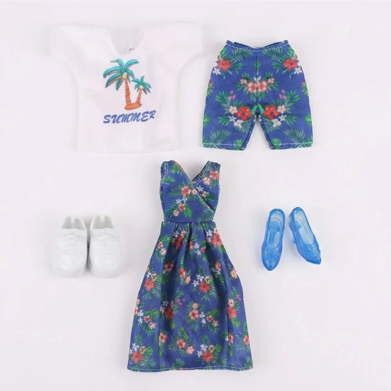4Pcs 30cm Doll Clothes Doll Summer Causal Outfit,For 11.8'' 30Cm Ken Free Shoe Fashion Kawaii Toy Accessories Birthday Gift