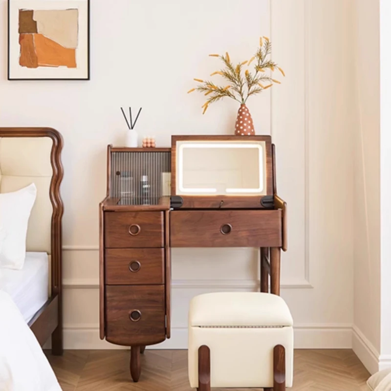 

Modern Makeup Vanity Table Cabinet Storage Drawers Mirror Dressing Table Stool Girl Mesa De Maquillaje Lounge Suite Furniture