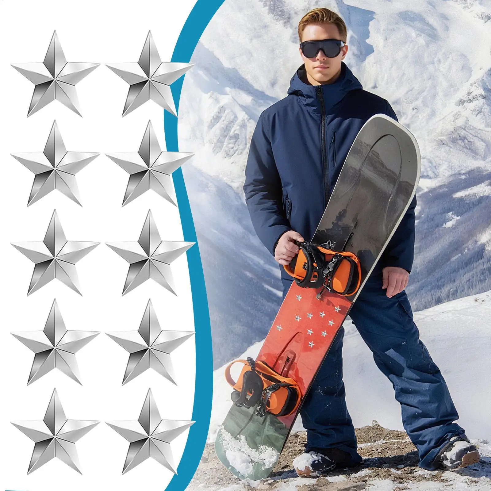 Non Slip Triangle Star Snowboard Stomp Pad 10 Pieces Set for Men Women Beginners Professional Ski Bindings Traction