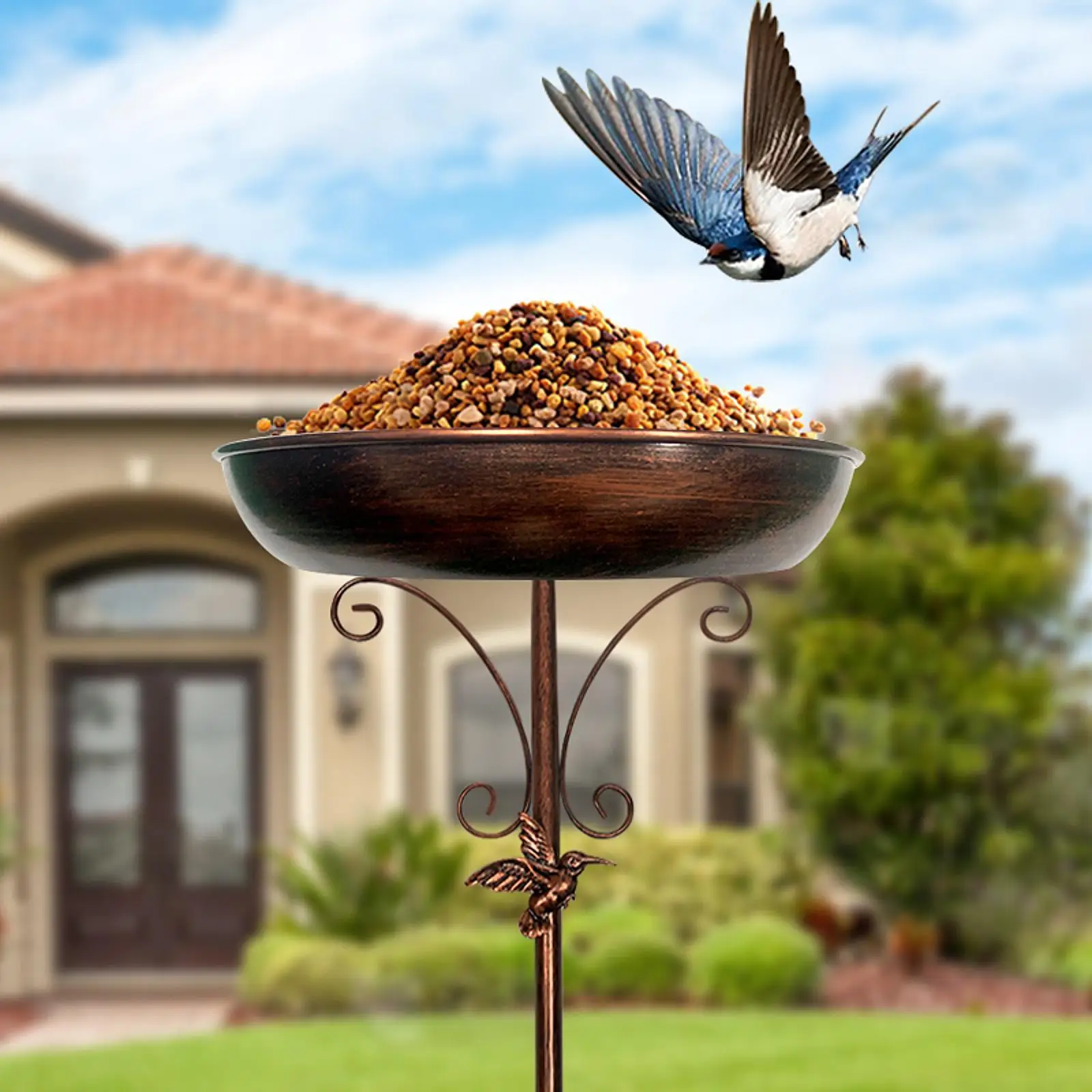 Bird Bath Feeder Bowl Easy to Assemble Birdbath for Porch Outside Backyard