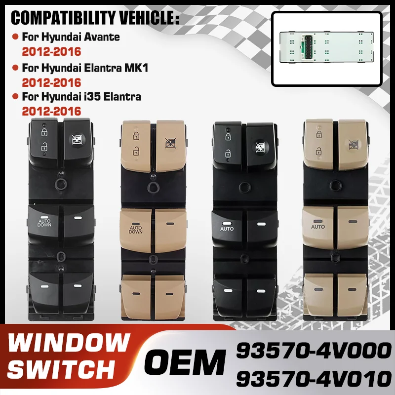 

93570-4V000 93570-4V010 Car Window Control Switch Master Button For Hyundai Avante Hyundai Elantra Hyundai i35 Elantra 2012-2016