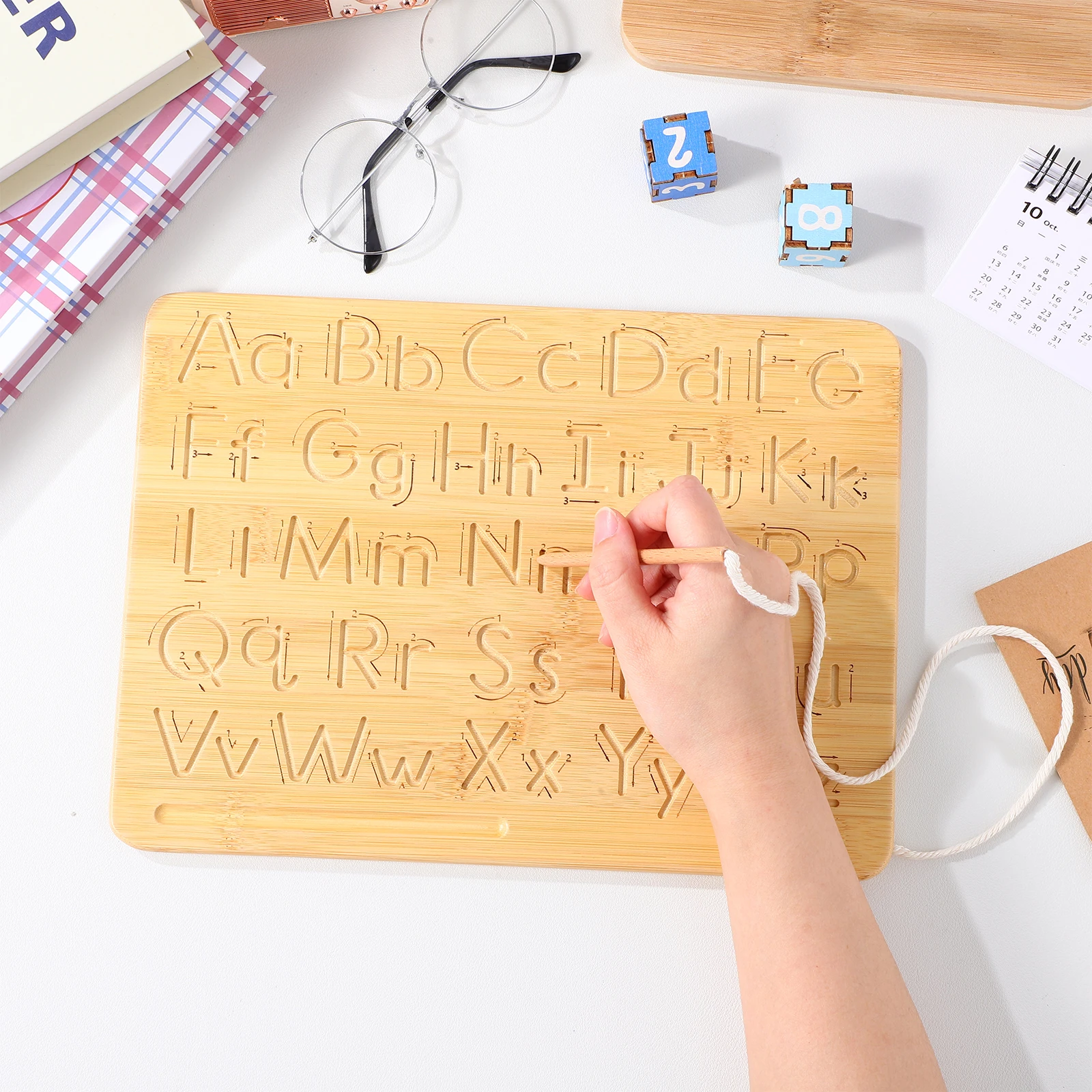 Double Sided Wooden Letter Tracing Educational Number Alphabet Practice Writing Board Preschool Learning Supply Wood Stencil