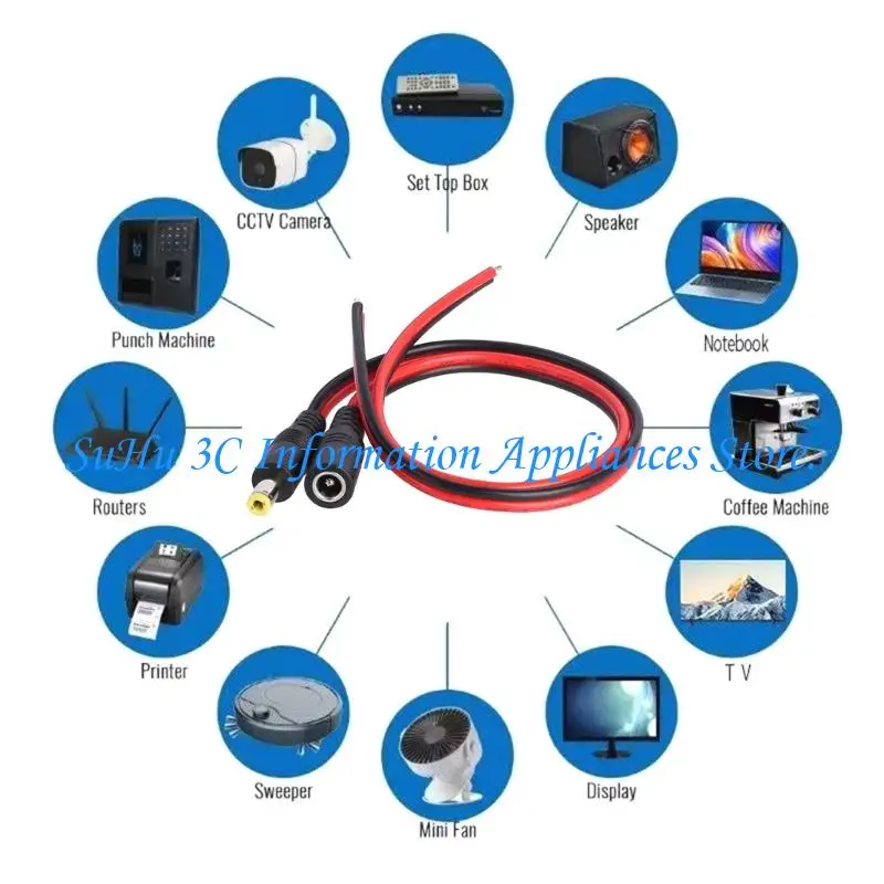  30cm 18AWG Power Cable Repair Pigtail, 3 Piece with Open Ends and Tinned Conductors for Soldering and Circuit Projects