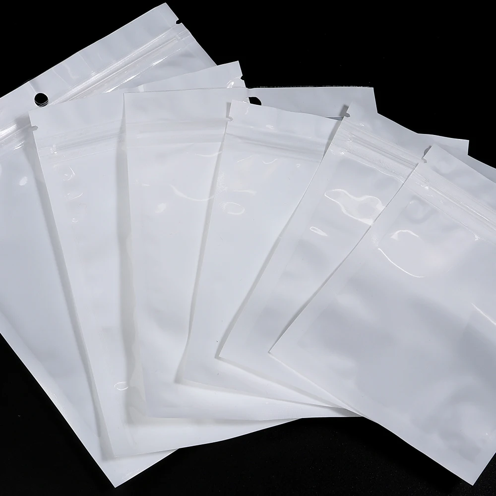 20-50pcs/lot White Jewelry Bags OPP Packing Zip Pouch For Jewelry Display Storage Gift Beads Earring Packaging Supplies