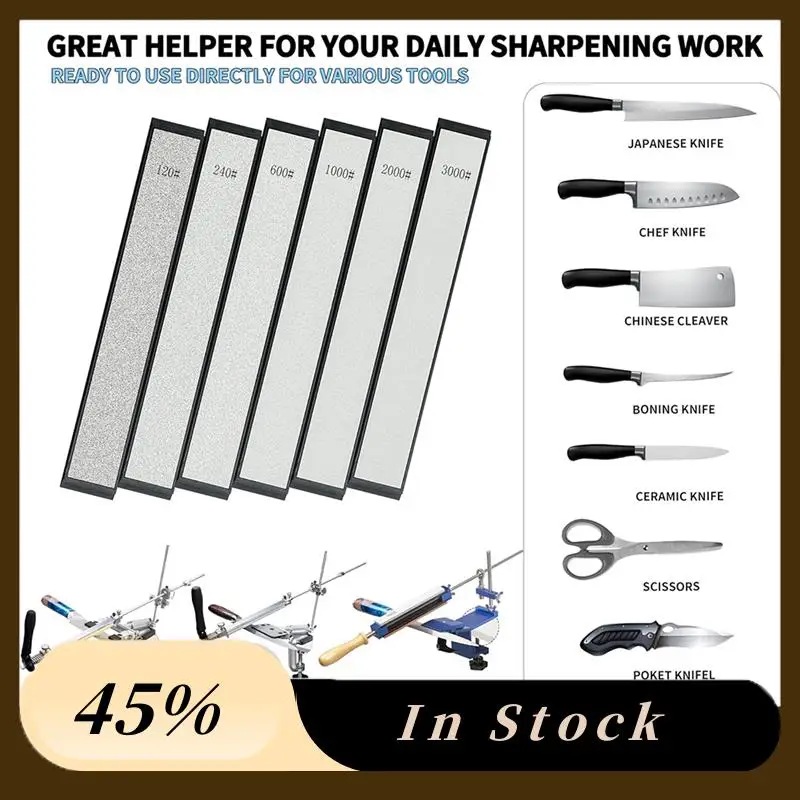 

A78K New Diamond Sharpening Stones Kit, 6 PCS Diamond Stones With Anti-Slip Base - 120 , 240 , 600 , 1000 , 2000 , 3000