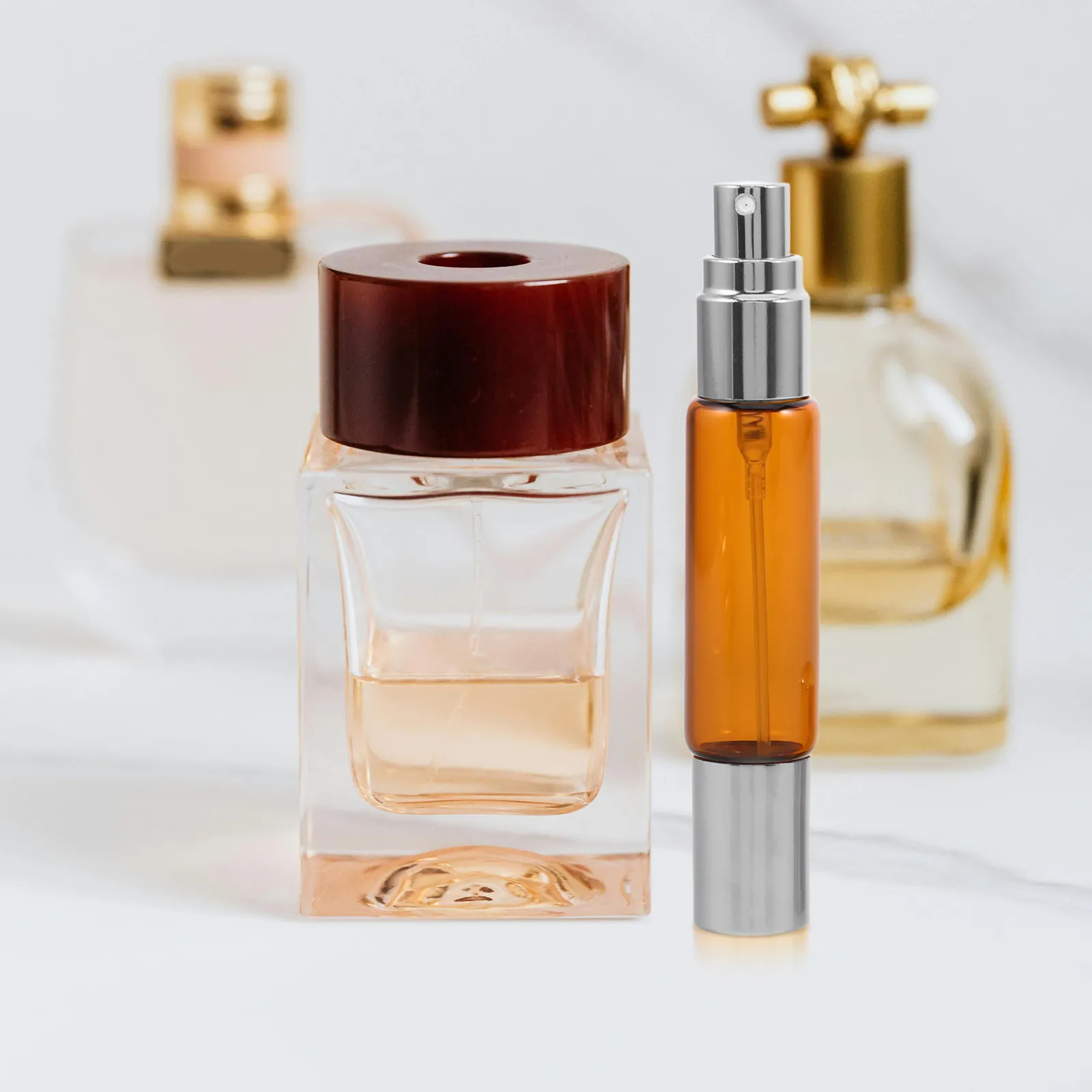 8Pcs Amber Glass Essential Oil Roller Bottles Set 10Ml Dual-Head Leakproof Refillable Perfume Spray Bottles Portable Travel view 6