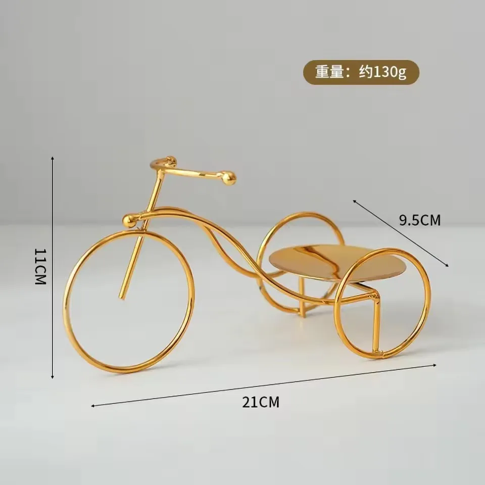 Tricycle Modern Golden Candle Holder Home Decorations Candlestick Stand For Candles Container Christmas New year Room Table Deco