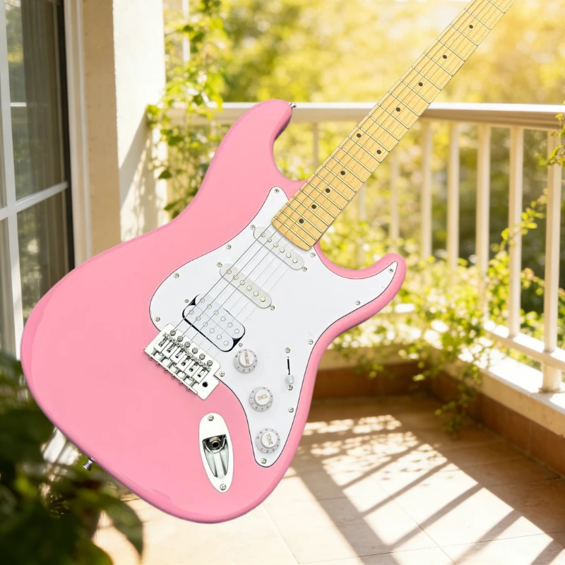 

Pink STSS Fortune Paulownia Wood Body Maple Fingerboard Fixed Bridge Rock Music Electric Guitar Free Shipping Gift