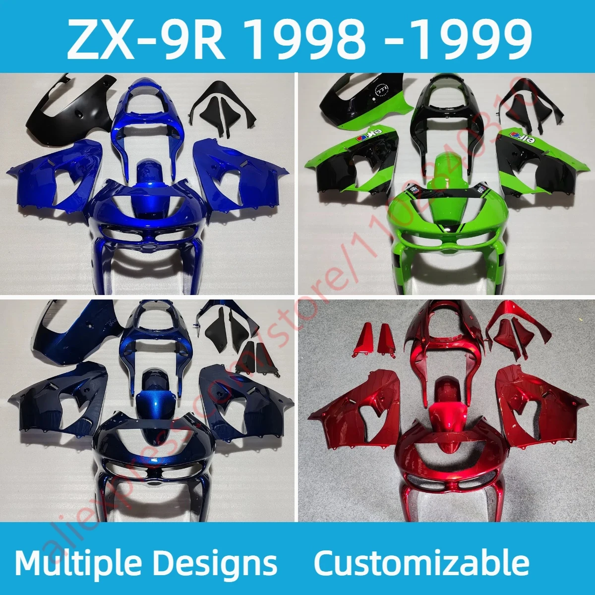 

Обтекатели кузова ZX9R 1998 1999, АБС-пластик, комплект обтекателей для мотоцикла, комплект панели кузова, подходит для Kawasaki ZX 9R 98 99